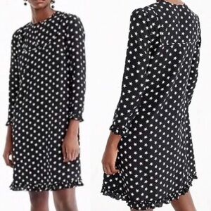 J.Crew Collection Black & White Star Print Silk Shift Sheath Dress Sz 4